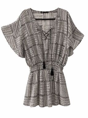 NWT Manaola Black and Cream Printed Mini Dress